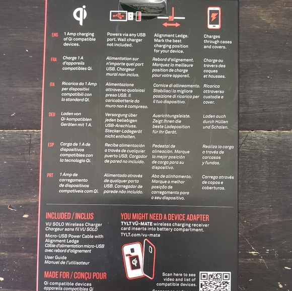 Tylt Vu Solo Qi Wireless Charger Red - Picture 2 of 4